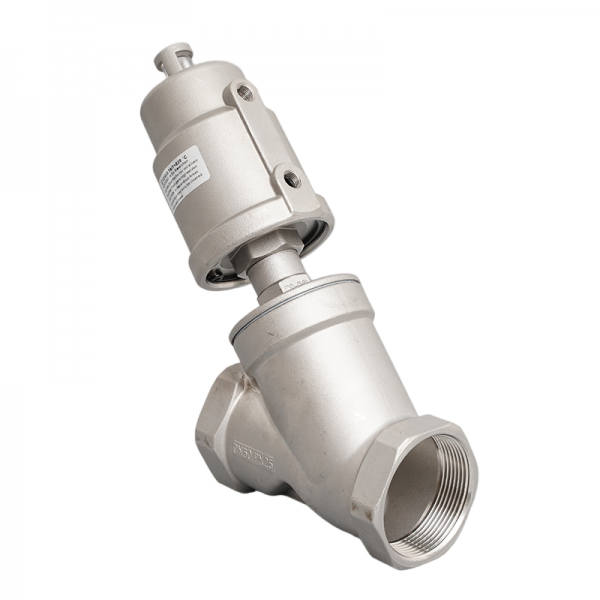 Stainless Steel Pneumatic Seat Valve Thread Connection Actuator Pneumatic Angle Seat Valve For Steam Gas Oil