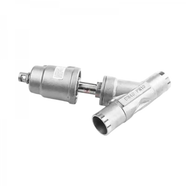 2-way Y-pattern Normally Closed 304 Stainless Steel Pneumatic Welding Angle Seat Valve 16bar For Gas