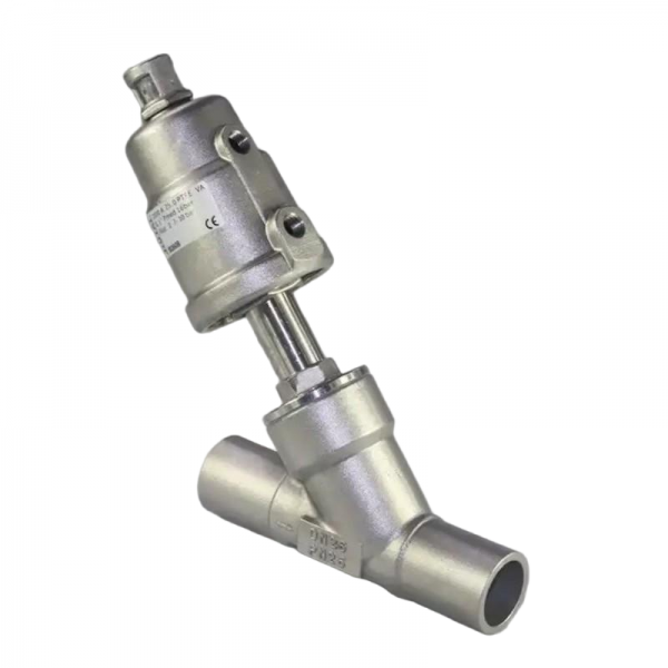 2-way Y-pattern Normally Closed 304 Stainless Steel Pneumatic Welding Angle Seat Valve 16bar For Gas
