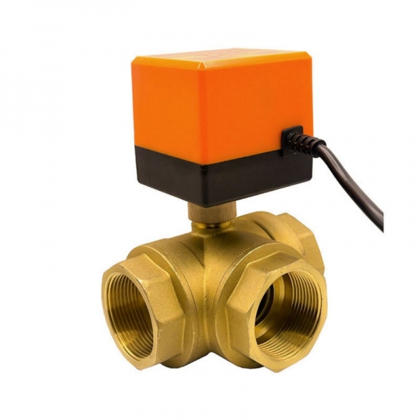 3 Way Motorized Ball Valve 220V 12V 24V 3-Wire 2 Point Control Brass Electric Ball Valve