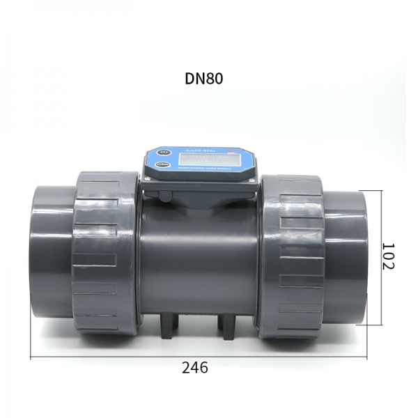 Electronic LCD Digital Display Flowmeter NPN Turbine Flow Meter DN25-80 PVC Pipe Liquid Water For Farm/Garden Irrigation