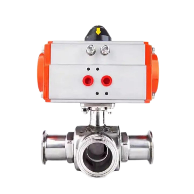 3 Way Sanitary Pneumatic Ball Valve Tri Clamp...