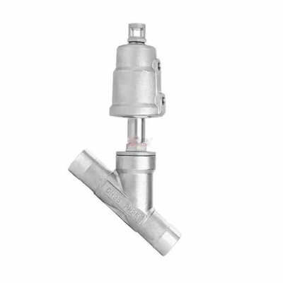 2-way Y-pattern Normally Closed 304 Stainless Steel Pneumatic Welding Angle Seat Valve 16bar For Gas